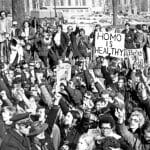Demonstrators gathered in Albany, New York, in 1971 to demand gay rights and to declare that "Homo Is Healthy."
