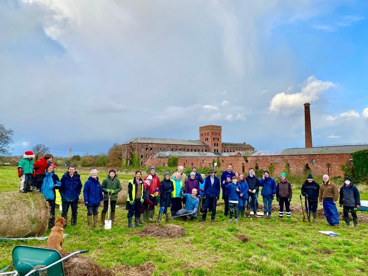 Tree planting team on Fox's Field forest garden, Jan 2022