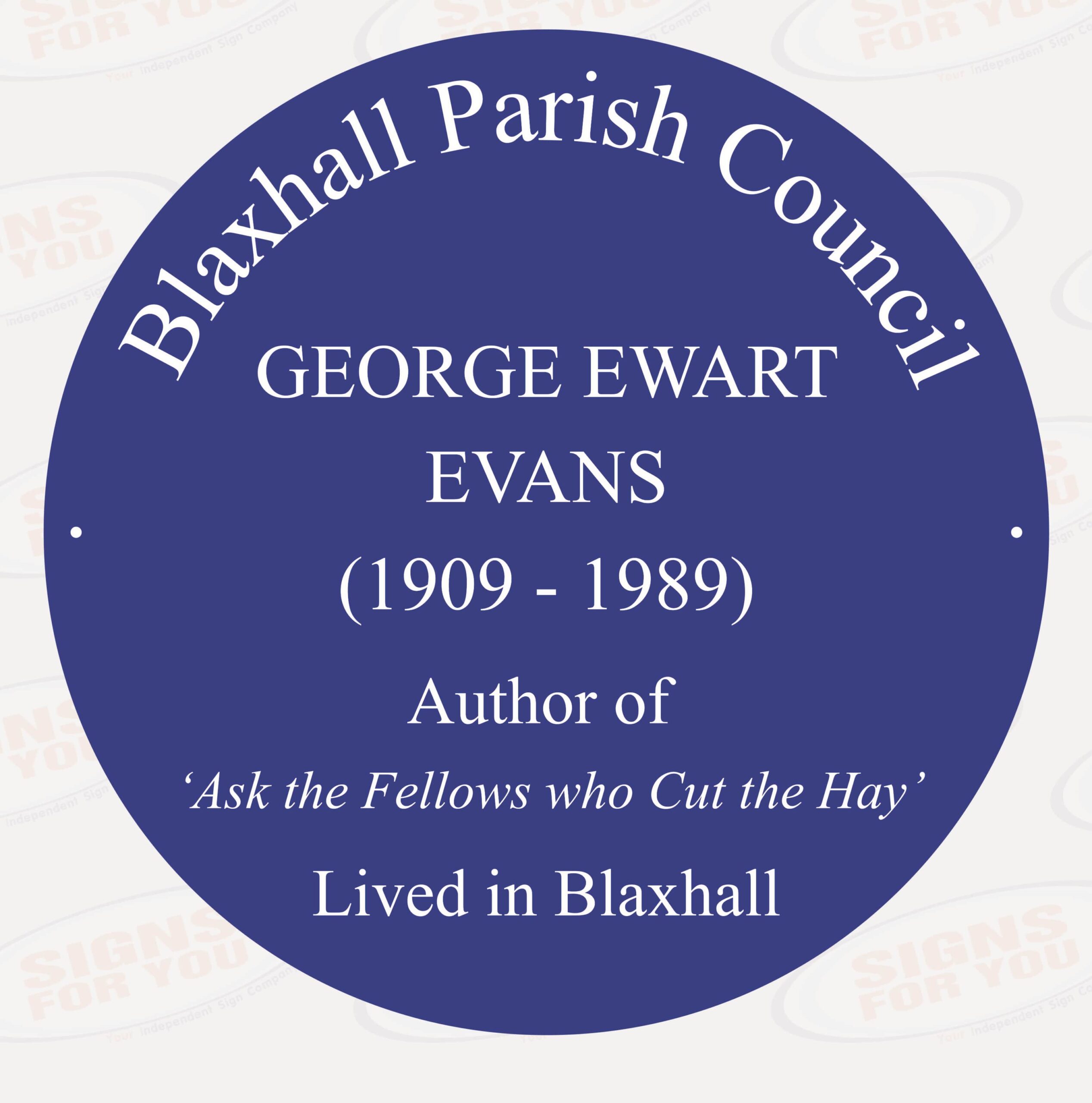 Blaxhall blue plaque for George Ewart Evans