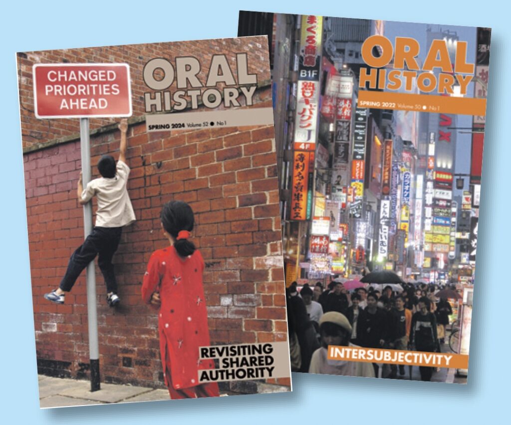 The Journal Oral History is produced by a volunteer editorial team of 15 people