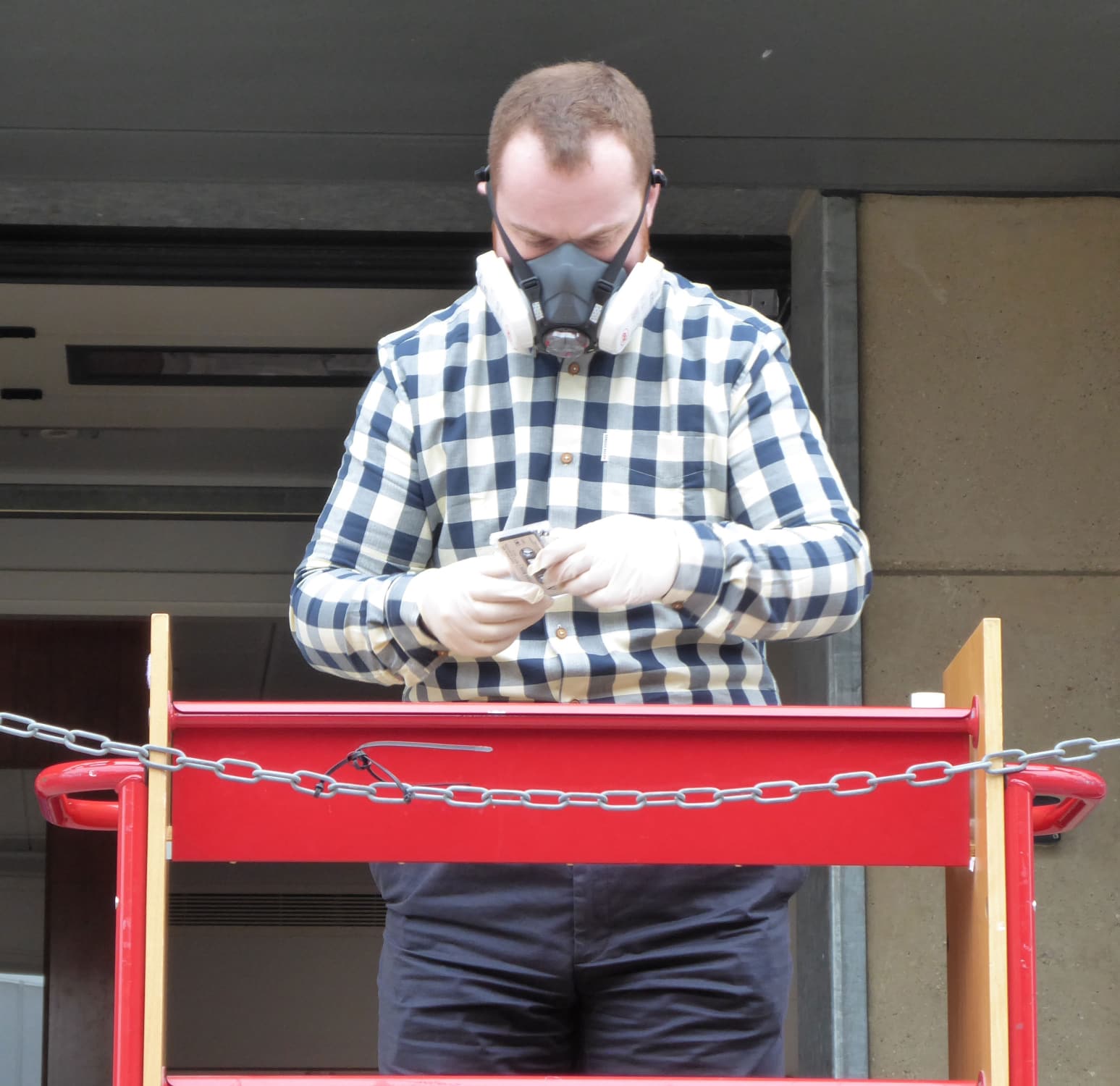 EMOHA engineer dealing with a mouldy tape