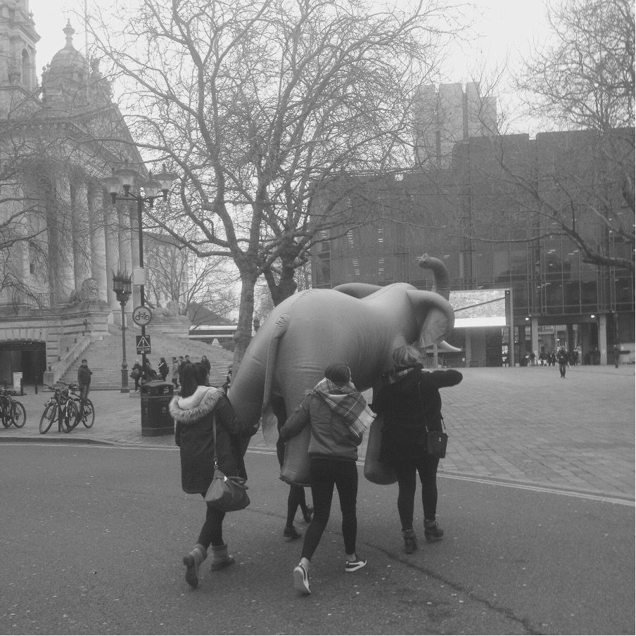 ‘Carrying the Elephant: Sexual violence is the ‘Elephant in the Room’, Portsmouth Guildhall Square, c. 1990s.