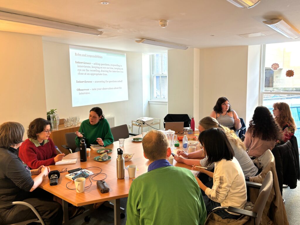 People attending an oral history training course led by Alison Chand, a British Library/Oral History Society accredited trainer.