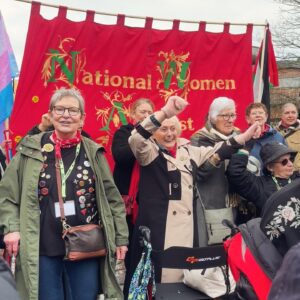 Heather Wood (Save Easington Area Mines) and Betty Cook (Barnsley Women against Pit Closures) marking the fortieth anniversary of Women against Pit Closures, Durham, 2nd March 2024.
