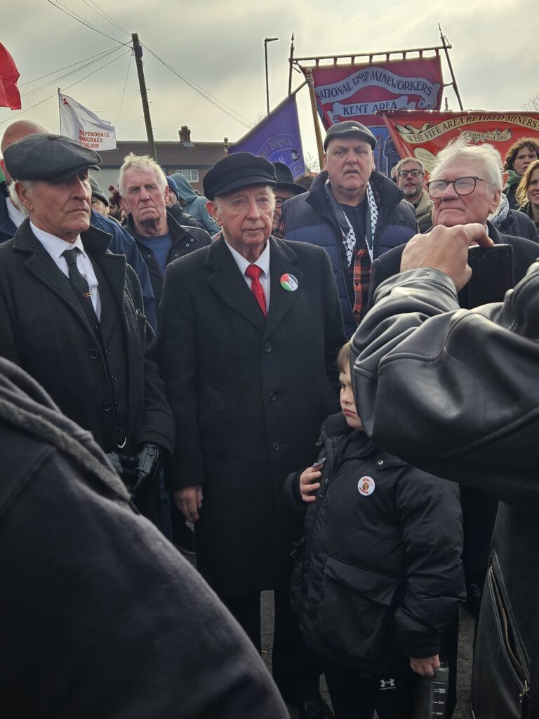 Arthur Scargill before giving a speech at Stainforth, South Yorkshire, 9 March 2024