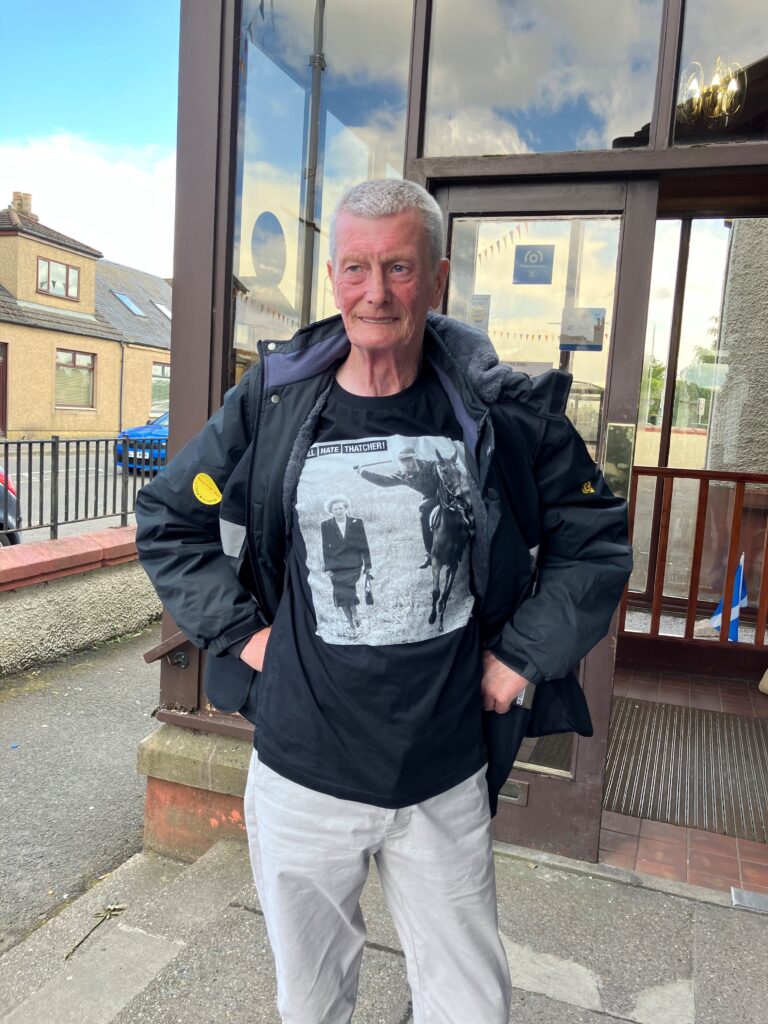 Sean Lee, outside Lochore Miners’ Welfare, on 15 June 2024, after the March with the Miners.