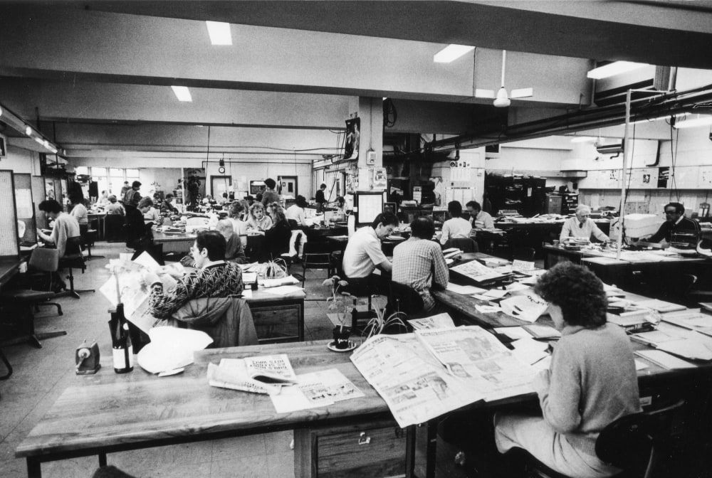 The newsroom at the Sheffield Star in the 1980s. With kind permission of Sheffield Newspapers.