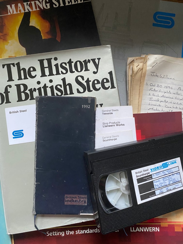A selection of items kept by Alan Dein from his 'Lives in Steel' days.