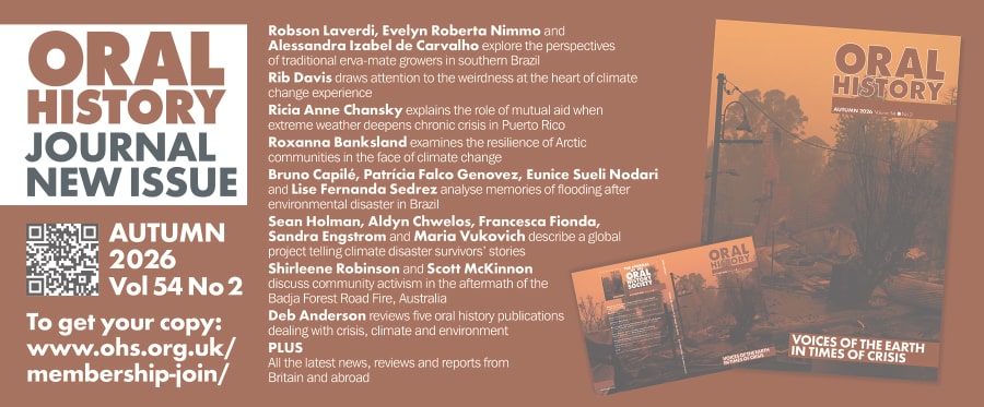 Webslider for Autumn 2026 issue of Oral History journal