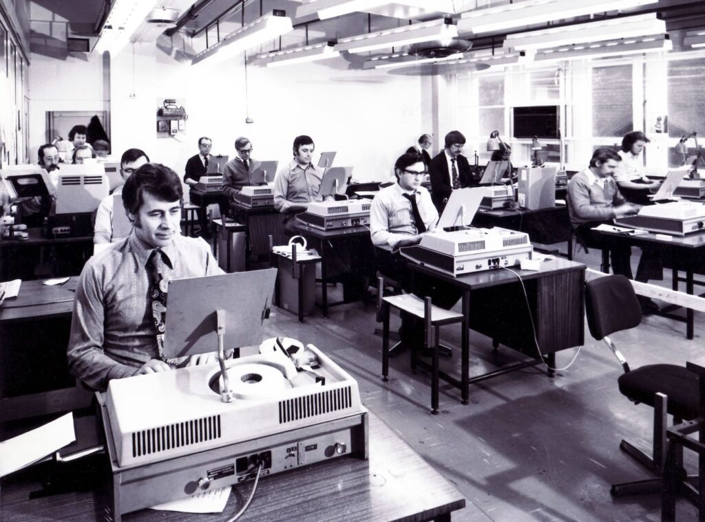 A typical newsroom in the 1970s